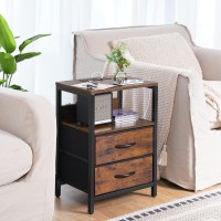 Yoobure Nightstand With Charging Station Small Night Stand With Fabric Drawers And Storage Shelf For Bedrooms Small Spaces Be