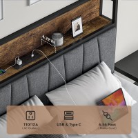 Cikunasi Full Size Bed Frame With Headboard And Storage Drawers Platform Bed Frame With Storage Chargin Station Led Light Bed F