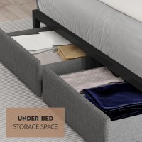 Cikunasi Full Size Bed Frame With Headboard And Storage Drawers Platform Bed Frame With Storage Chargin Station Led Light Bed F