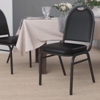 HERCULES Series Commercial Grade 500 LB Capacity Dome Back Stacking Banquet Chair in Black Vinyl with Black Metal Frame