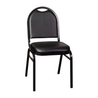 HERCULES Series Commercial Grade 500 LB Capacity Dome Back Stacking Banquet Chair in Black Vinyl with Black Metal Frame