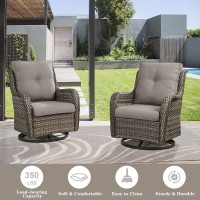 Belord 4 Pieces Patio Furniture Sets Wicker Patio Swivel Glider Chair With Ottomans Outdoor Furniture Set For Outside Porch D