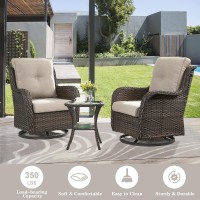 Belord 5 Pieces Patio Furniture Sets Wicker Outdoor Furniture Rattan Patio Swivel Glider Chairs With 2 Ottoman And Glass Side T