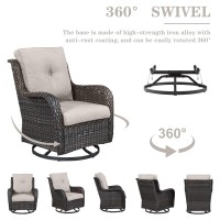 Belord 5 Pieces Patio Furniture Sets Wicker Outdoor Furniture Rattan Patio Swivel Glider Chairs With 2 Ottoman And Glass Side T