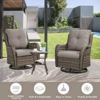 Belord 5 Pieces Patio Furniture Sets Wicker Outdoor Furniture Rattan Patio Swivel Glider Chairs With 2 Ottoman And Glass Side T