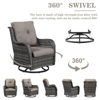 Belord 5 Pieces Patio Furniture Sets Wicker Outdoor Furniture Rattan Patio Swivel Glider Chairs With 2 Ottoman And Glass Side T