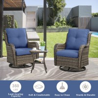 Belord 5 Pieces Patio Furniture Sets Wicker Outdoor Furniture Rattan Patio Swivel Glider Chairs With 2 Ottoman And Glass Side T