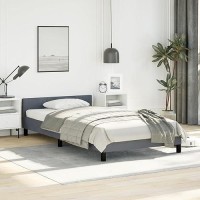 Vidaxl Bed Frame With Headboard Dark Gray 39.4