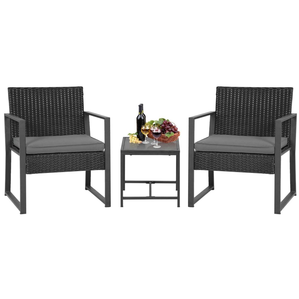 Fdw 3 Piece Patio Furniture Sets Wicker Patio Chairs Rattan Outdoor Bistro Set Outdoor Furniture For Backyard Porch Poolside Law