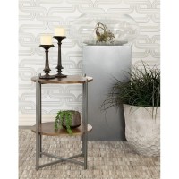 Axel Round Accent Table with Open Shelf Natural and Gunmetal