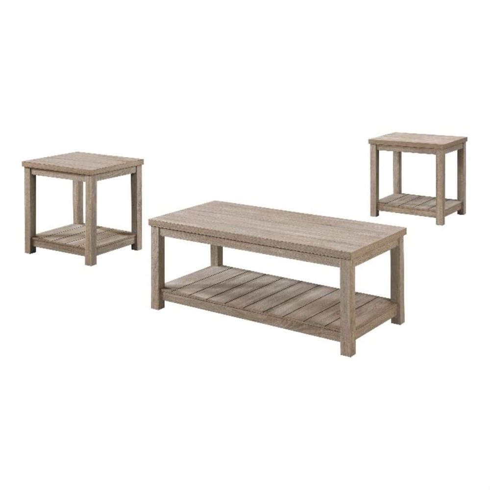 Bairn 3piece Occasional Set with Open Shelves Greige