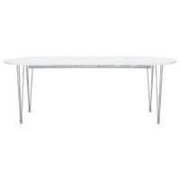 Heather Oval Dining Table with Hairpin Legs Matte White and Chrome