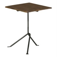 Heitor Square Accent Table with Tripod Legs Dark Brown and Gunmetal