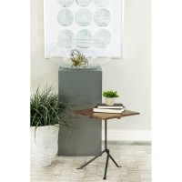 Heitor Square Accent Table with Tripod Legs Dark Brown and Gunmetal