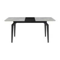 Mina Rectangular Dining Table Grey Ceramic and Sandy Black