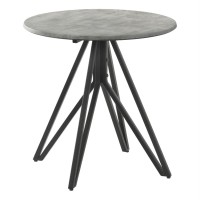 Hadi Round End Table with Hairpin Legs Cement and Gunmetal