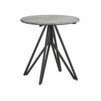 Hadi Round End Table with Hairpin Legs Cement and Gunmetal