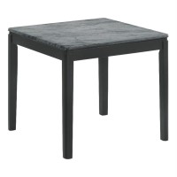 Mozzi Square End Table Faux Grey Marble and Black