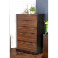 Azalia 5drawer Chest Black and Walnut