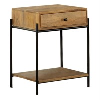 Declan 1drawer Accent Table with Open Shelf Natural Mango and Black