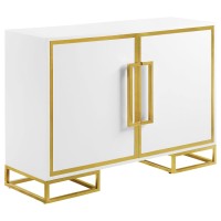 Elsa 2door Accent Cabinet with Adjustable Shelves White and Gold