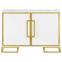 Elsa 2door Accent Cabinet with Adjustable Shelves White and Gold