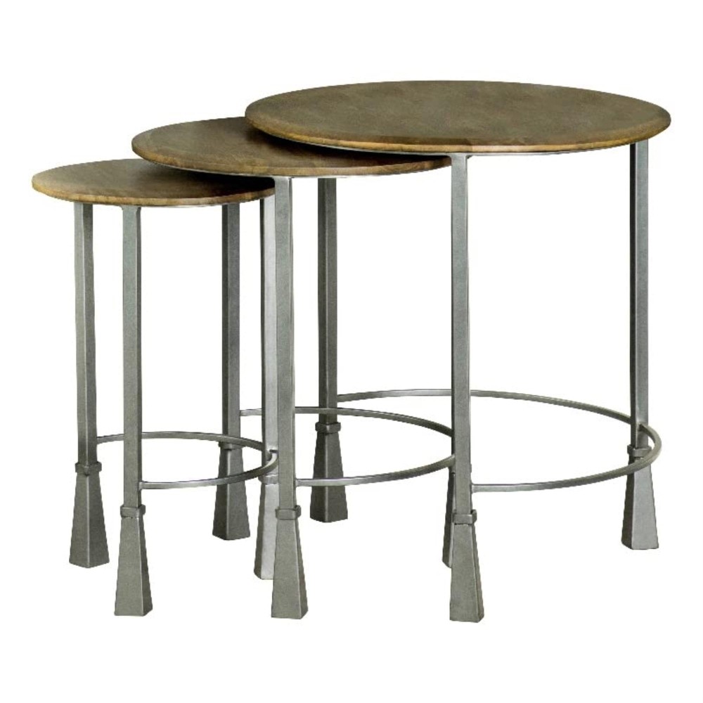 Deja 3piece Round Nesting Table Natural and Gunmetal