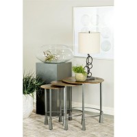 Deja 3piece Round Nesting Table Natural and Gunmetal