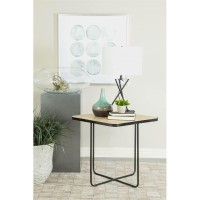 Elyna Square Accent Table Travertine and Black