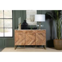 Keaton 3door Accent Cabinet with Marble Top Natural and Antique Gold