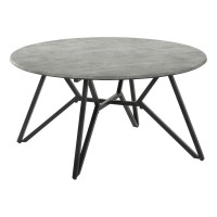 Hadi Round Coffee Table with Hairpin Legs Cement and Gunmetal