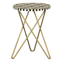 Xenia Round Accent Table with Hairpin Legs Black and White