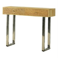 Draco Console Table with Hand Carved Drawers Natural