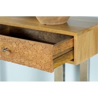 Draco Console Table with Hand Carved Drawers Natural