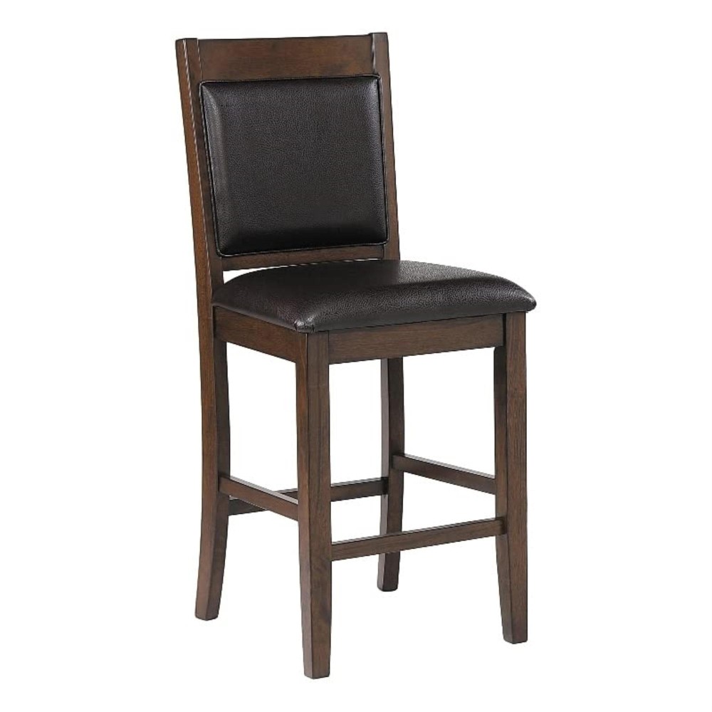 Dewey Upholstered Counter Height Chairs with Footrest Set of 2 Brown and Walnut