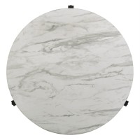 Tandi Round Coffee Table Faux White Marble and Black