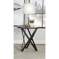 Zack Round End Table Smokey Grey and Black