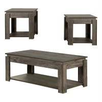 Donal 3piece Occasional Set with Open Shelves Weathered Grey