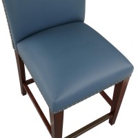 Bristol Stationary Blue Faux Leather Counter Stool with Nail Heads