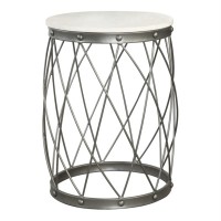 Tereza Round Accent Table with Marble Top White and Black