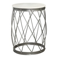 Tereza Round Accent Table with Marble Top White and Black