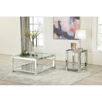 Valentina Rectangular Coffee Table with Glass Top Mirror