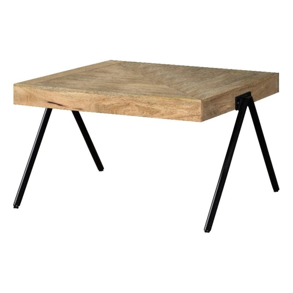 Avery Rectangular Coffee Table with Metal Legs Natural and Black