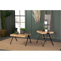 Avery Rectangular Coffee Table with Metal Legs Natural and Black