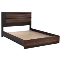 Todays popular modern design is captured in this collection with crisp lines and clean execution in construction for every day enjoymentTwo-tone finish in black and walnut veneer in a rich brown toneBed has platform system, providing correct foundation cr