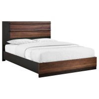 Todays popular modern design is captured in this collection with crisp lines and clean execution in construction for every day enjoymentTwo-tone finish in black and walnut veneer in a rich brown toneBed has platform system, providing correct foundation cr