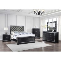 Cappola Upholstered Tufted Bedroom Set Silver and Black