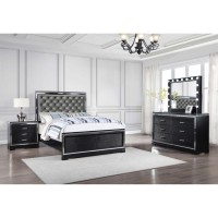 Cappola Upholstered Tufted Bedroom Set Silver and Black