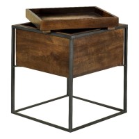 Ondrej Square Accent Table with Removable Top Tray Dark Brown and Gunmetal