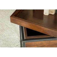 Ondrej Square Accent Table with Removable Top Tray Dark Brown and Gunmetal